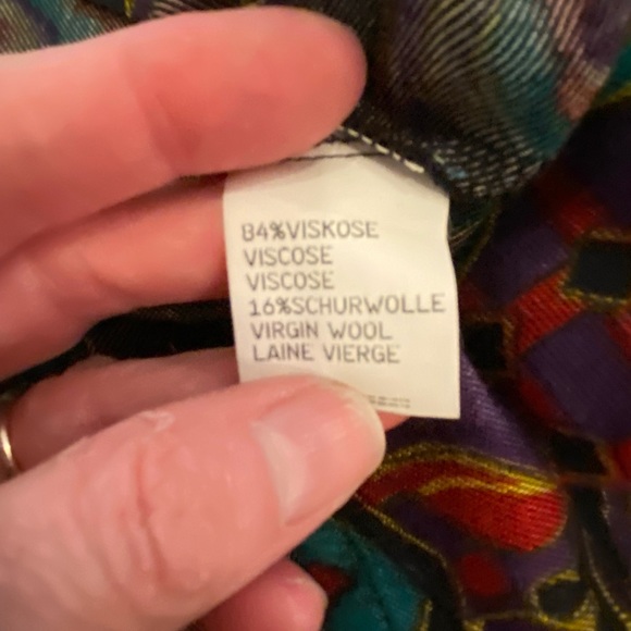 Geiger  Vintage Womens 2 Pc Set Shirt & Skirt  / Green Red   Purple Print / 38 - Picture 14 of 16